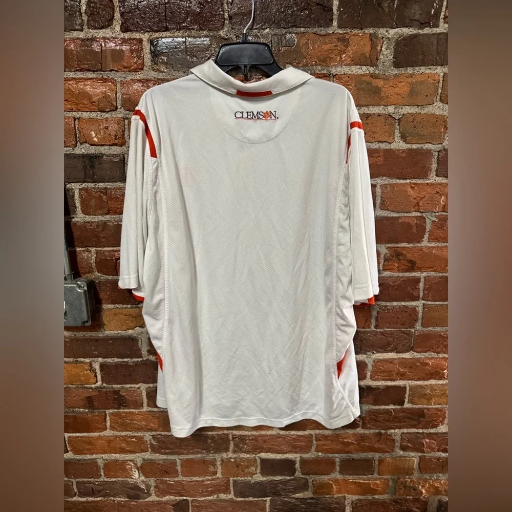 Nike Men's Clemson Polo Shirt in White and Orange Size Extra Large